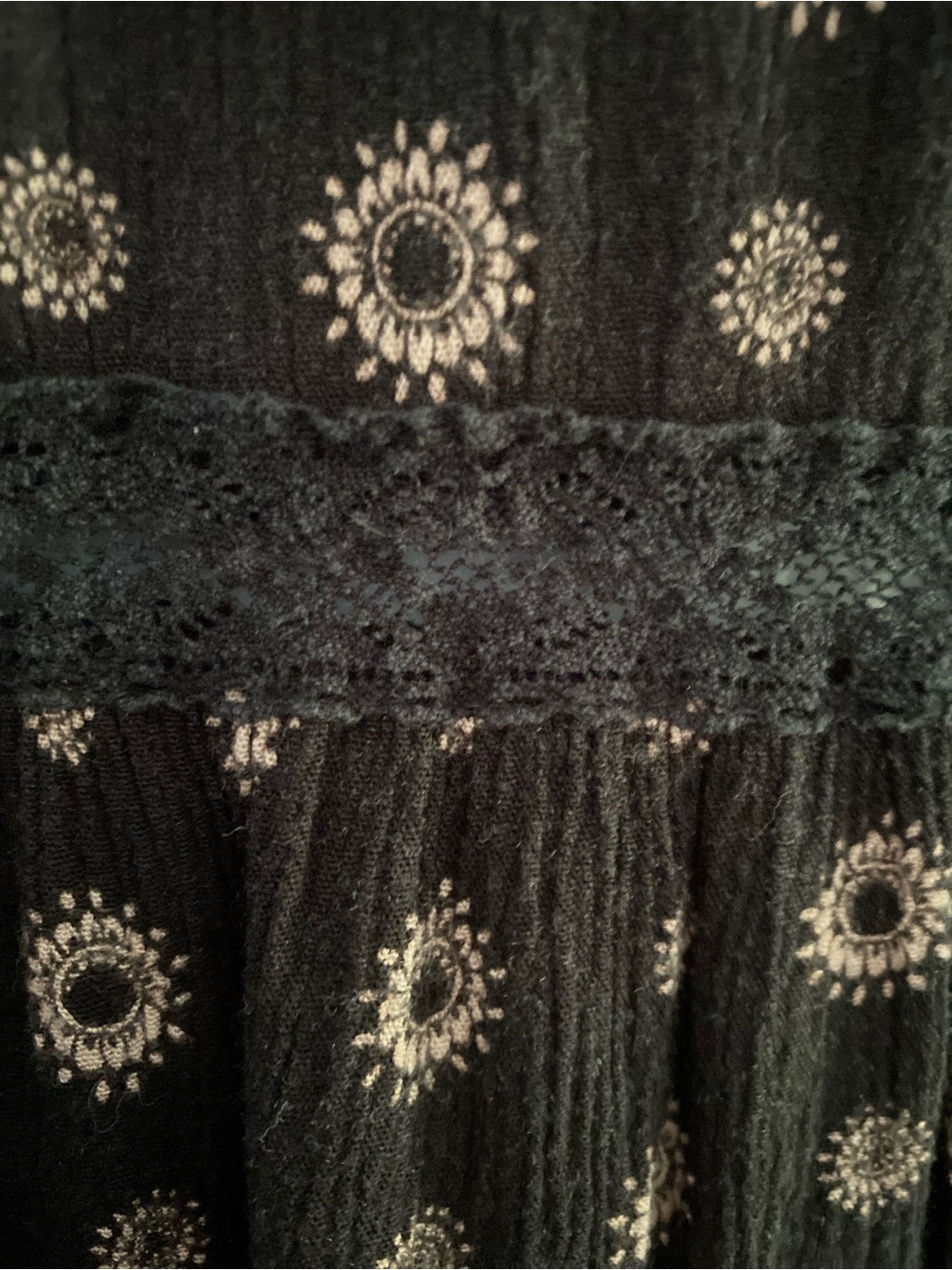 Peplum V-Neck Floral Dot Blouse - Black/Cream - Picture 4 of 11